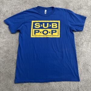 Sub Pop Records Classic Logo T-Shirt Blue Men’s Size Large